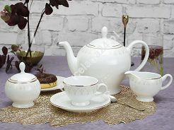 Garnitur do herbaty na 6 osób (21 el.) Bogucice - Iryda Gold 1122