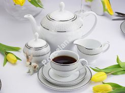 Garnitur do herbaty na 12 osób (39 el.) Bogucice - Moza Platin 1132