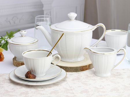 Garnitur do herbaty (kawy) na 6 osób (21 el.) Ćmielów - Oktawa G311 Koronkowa Finezja