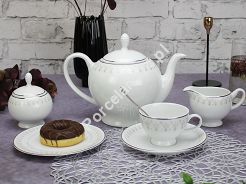 Garnitur do herbaty na 12 osób (39 el.) Bogucice - Iryda Platin 1123