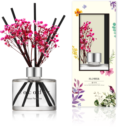 Dyfuzor zapachowy z patyczkami i prawdziwymi kwiatami 200 ml Cocodor - Rose Perfume 30402 Dyfuzor zapachowy z patyczkami i prawdziwymi kwiatami 200 ml Cocodor - Rose Perfume 30402