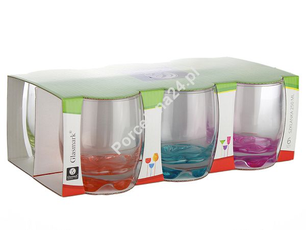 Komplet szklanek 6 szt 250 ml Glasmark - malowane dno mix kolorów 4G.68-8011-N250-5082 Komplet szklanek 6 szt 250 ml Glasmark - malowane dno mix kolorów 4G.68-8011-N250-5082