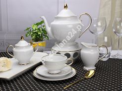Garnitur do herbaty na 12 osób (41el) Ćmielów - Astra G067 ZŁOTA WSTĘGA