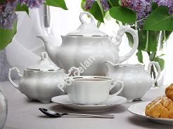 Garnitur do herbaty na 12 osób (39 el.) Ćmielów  - Bolero 3605 PLATYNOWA LINIA