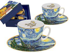 Komplet 2 filiżanek ze spodkiem espresso Carmani - Vincent van Gogh - Gwiaździsta noc 33.830-0700