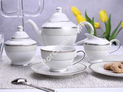 Garnitur do herbaty na 12 osób (39el) Bogucice - Martha Platin Classic 975