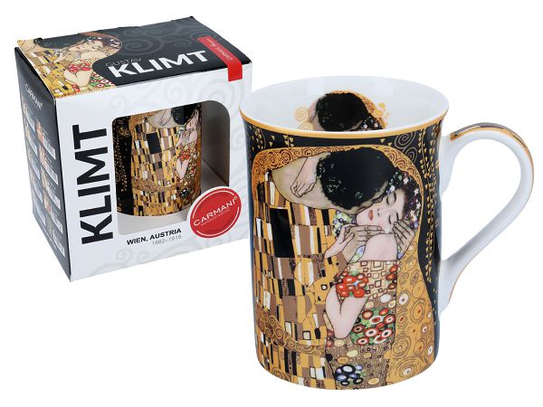 Kubek 0,4 L Carmani - Gustav Klimt The Kiss czarne tło 33.532-2331 Kubek 0,4 L Carmani - Gustav Klimt The Kiss czarne tło 33.532-2331