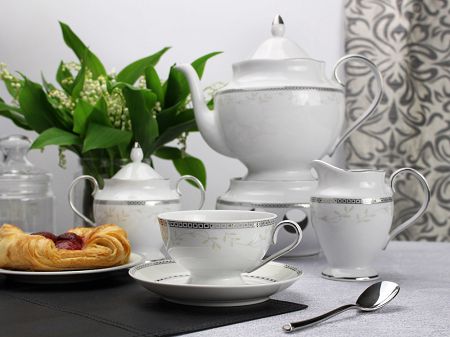 Garnitur do herbaty na 12 osób (40el) Ćmielów - Astra B601 MARZENIE PLATYNOWE