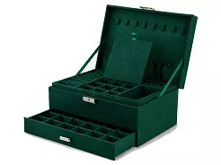 Szkatułka na biżuterię 24 cm Ecarla - Kuferek Butelkowa Zieleń 20.PD119