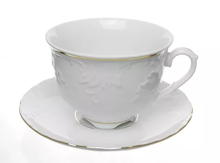 Filiżanka ze spodkiem 0,33 L / 15,7 cm Ćmielów - Rococo 3604 ZŁOTA LINIA