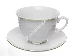 Filiżanka ze spodkiem 0,33 L / 15,7 cm Ćmielów - Rococo 3604 ZŁOTA LINIA