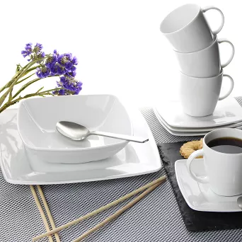 Serwis obiadowo - kawowy na 12 osób (64 el) Lubiana - Victoria biała