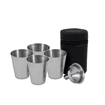 Kpl. 4 kieliszków stalowych z lejkiem w etui Hinz Design - KL05