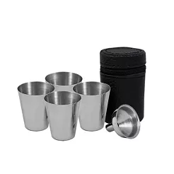 Kpl. 4 kieliszków stalowych z lejkiem w etui Hinz Design - KL05