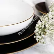 Serwis obiadowo - kawowy na 6 osób (30 el) Bogucice - Black & White Gold 1207