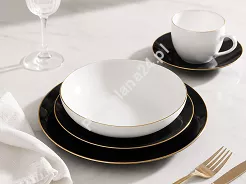 Serwis obiadowo - kawowy na 6 osób (30 el) Bogucice - Black & White Gold 1207