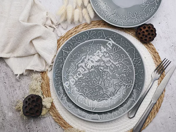 Komplet talerzy na 6 osób (18 el) Lubiana - Hanami Kamienna Szarość Komplet talerzy na 6 osób (18 el) Lubiana - Hanami Kamienna Szarość