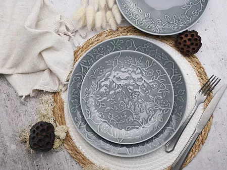 Komplet talerzy na 6 osób (18 el) Lubiana - Hanami Kamienna Szarość