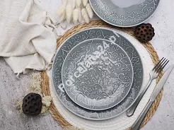 Komplet talerzy na 6 osób (18 el) Lubiana - Hanami Kamienna Szarość