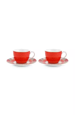 Komplet 2 filiżanek ze spodkiem 0,12 L Pip Studio - Blushing Birds Red 51BB.004.094 Komplet 2 filiżanek ze spodkiem 0,12 L Pip Studio - Blushing Birds Red 51BB.004.094