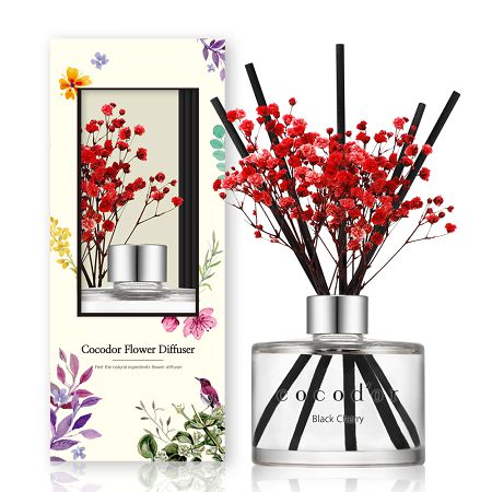 Dyfuzor zapachowy z patyczkami i prawdziwymi kwiatami 200 ml Cocodor - Black Cherry 30400 Dyfuzor zapachowy z patyczkami i prawdziwymi kwiatami 200 ml Cocodor - Black Cherry 30400