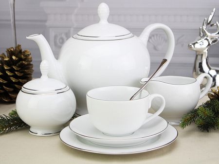 Garnitur do herbaty na 6 osób (21 el.) Bogucice - Lolita Platin 1163