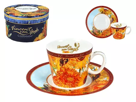 Filiżanka ze spodkiem do espresso 0,1 L Carmani - Vincent van Gogh - Słoneczniki 33.830-0752