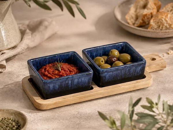 Kpl. 2 miseczek do dipów z tacką 25 cm Arca Italy - Midnight 956107 Kpl. 2 miseczek do dipów z tacką 25 cm Arca Italy - Midnight 956107