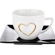 Komplet 2 filiżanek ze spodkiem (4 el) Lubiana - Classic Black & White LOVE Gold