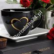 Komplet 2 filiżanek ze spodkiem (4 el) Lubiana - Classic Black & White LOVE Gold