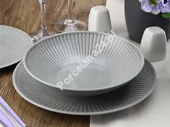 Komplet talerzy na 6 osób (18 el.) Chodzież - Dalia GL06 Szary