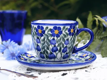 Filiżanka ze spodkiem 0,22 L / 14 cm Bolesławiec - Sadzawka Milicka gat. I