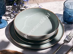 Komplet talerzy na 6 osób (18 el.) Bogucice - Alumina Granite Mint Blue Gold Nordica 1129G