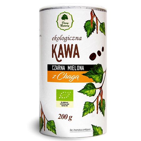 KAWA CZARNA MIELONA Z CHAGĄ BIO 200 g - DARY NATURY KAWA CZARNA MIELONA Z CHAGĄ BIO 200 g - DARY NATURY