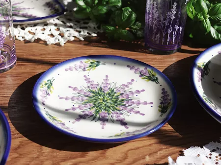 Talerz deserowy 19 cm Bolesławiec - Lawendowy Zakątek