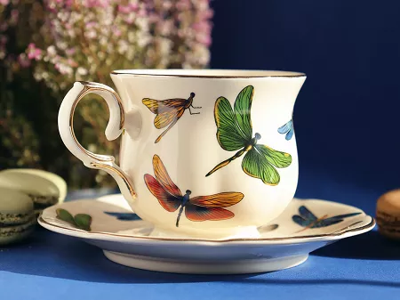 Kpl. filiżanek ze spodkiem 260 ml (2 szt.) Duo - Ecru Ważki 15.WAŻ.K2FS