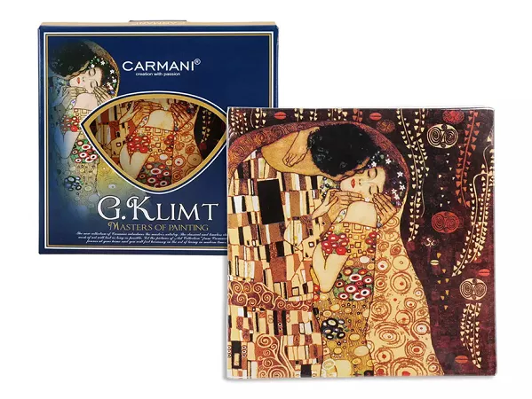 Talerz dekoracyjny 13 x 13 cm Carmani - Gustav Klimt - Pocałunek 33.198-1071 Talerz dekoracyjny 13 x 13 cm Carmani - Gustav Klimt - Pocałunek 33.198-1071
