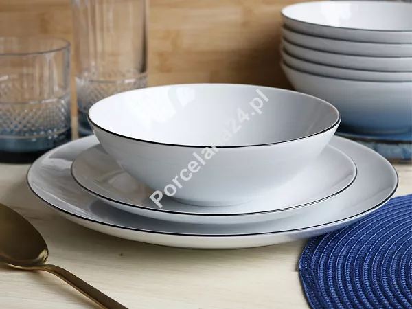 Komplet talerzy na 6 osób (18el) Waza - Czarny rant WA-150 Komplet talerzy na 6 osób (18el) Waza - Czarny rant WA-150