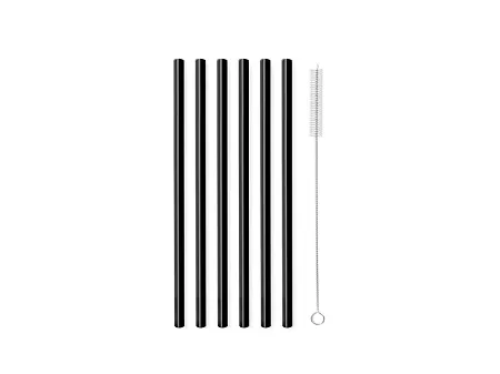 Kpl. słomek / rurek szklanych prostych 20 cm (6 szt.) Vialli Design - Czarne 1K.SŁO.6599