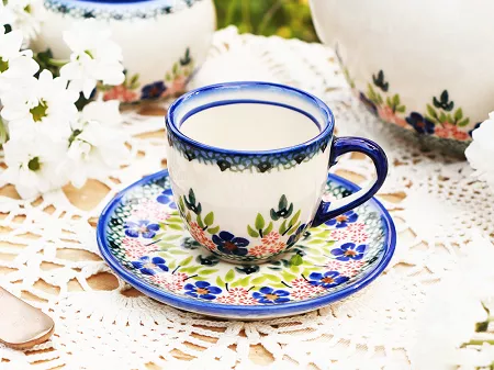Filiżanka ze spodkiem do espresso 0,11 L / 12,5 cm Bolesławiec - Mariańska Koronka gat. I