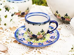 Filiżanka ze spodkiem do espresso 0,11 L / 12,5 cm Bolesławiec - Mariańska Koronka
