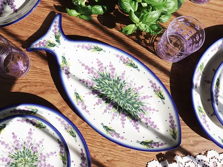 Półmisek do ryb 37 cm Bolesławiec - Lawendowy Zakątek