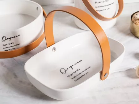 Salaterka ze skórzaną rączką Altom Design - Organic 07.AK.2174