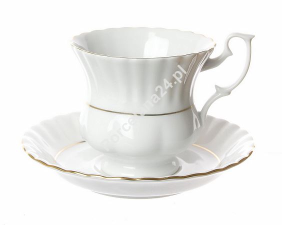 Filiżanka ze spodkiem 0,22 L / 14,5 cm (do kawy / wcięta) Chodzież - Iwona B014  ZŁOTA LINIA Filiżanka ze spodkiem 0,22 L / 14,5 cm (do kawy / wcięta) Chodzież - Iwona B014  ZŁOTA LINIA