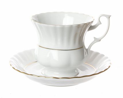 Filiżanka ze spodkiem 0,22 L / 14,5 cm (do kawy / wcięta) Chodzież - Iwona B014  ZŁOTA LINIA