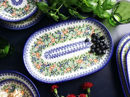 Półmisek owalny 36 cm Bolesławiec - Kwiatowy Ogród