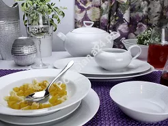 Serwis obiadowy na 12 osób (44 el) Chodzież - Yvette (Yvonne) E755 BIAŁA LINEA BW