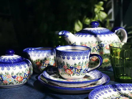 Garnitur do kawy na 12 osób (39el.) Bolesławiec - Kwiatowy Ogród