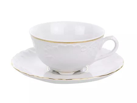 Filiżanka ze spodkiem 0,22 L / 15,7 cm Ćmielów - Rococo 3604 ZŁOTA LINIA