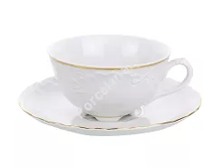 Filiżanka ze spodkiem 0,22 L / 15,7 cm Ćmielów - Rococo 3604 ZŁOTA LINIA
